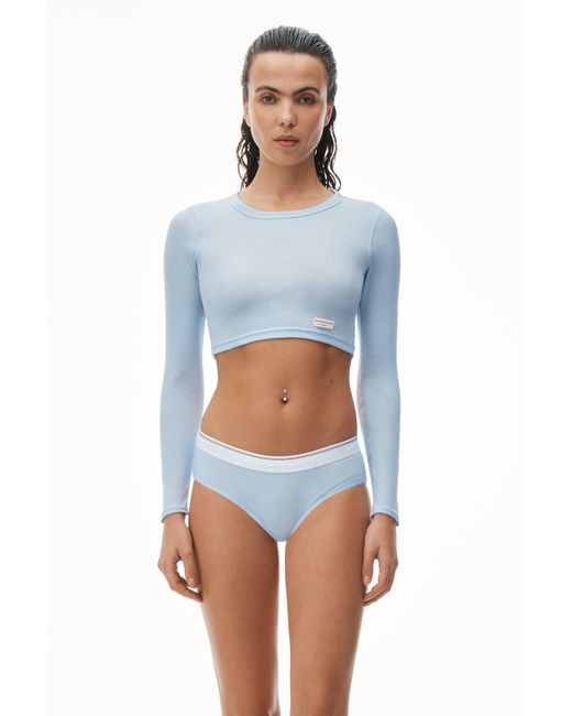 Alexander Wang Blue Cropped Long-Sleeve Tee