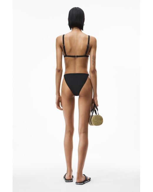 a wangロゴ　ビキニ Alexander Wang Crystal Logo Bikini Top in Black | Lyst