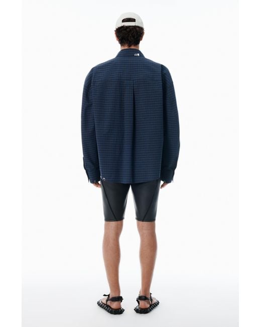Alexander Wang Blue Navy Plaid Poplin Top for men