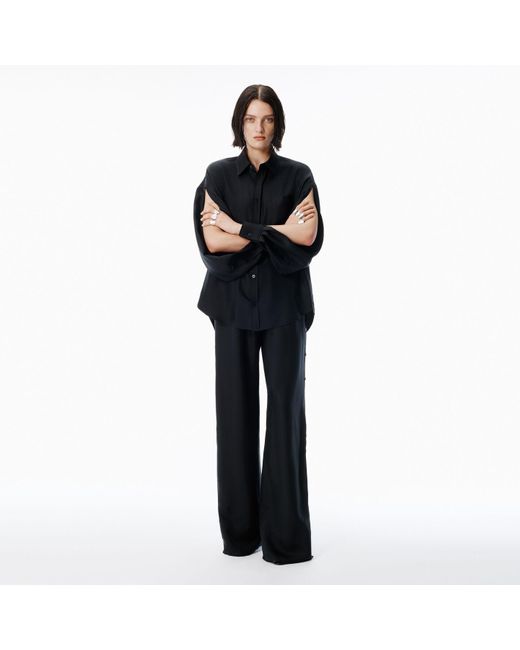 Alexander Wang Black Heavy Silk Side Placket Pant