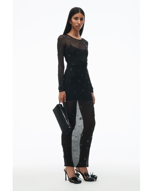 Alexander Wang Black Crew Neck Dress With Engineered Trapped Gems
