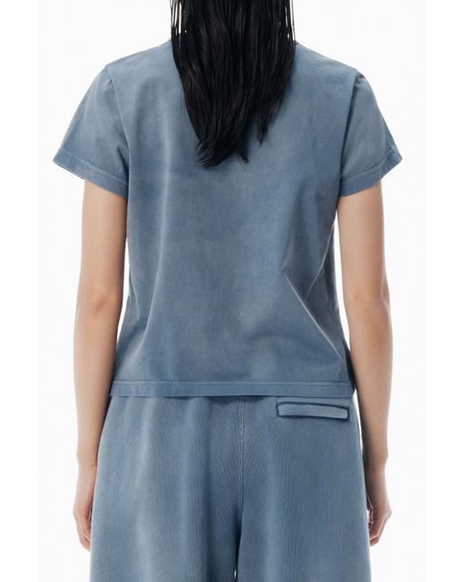 Alexander Wang Blue Shrunken Cotton Tee With Logo