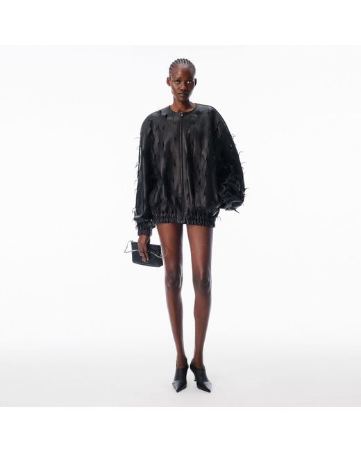 Alexander Wang Black Leather Cutout Bomber