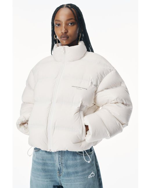 Alexander Wang Blue Logo Jacquard Puffer Jacket