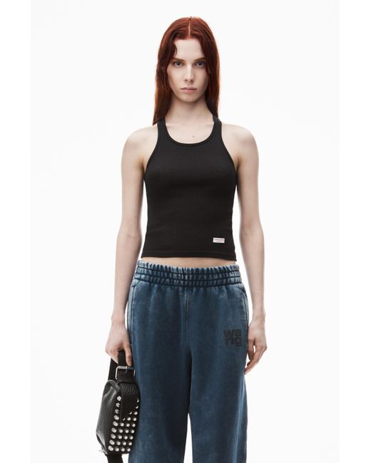 Alexander Wang Blue Puff Logo Sweatpant In Structured Terry