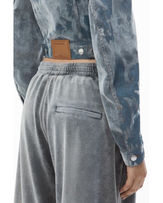 Alexander Wang Blue Slim Flocked Trucker Jacket With Lasered Cloud Print