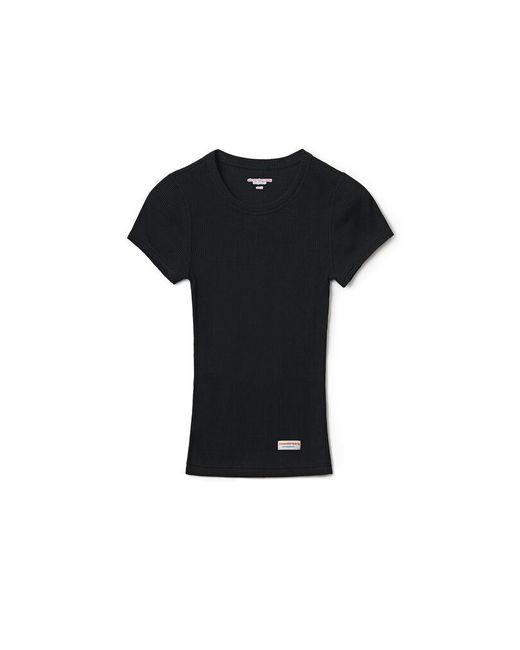 Alexander Wang Black Scoop Neck Ribbed Cotton Tee