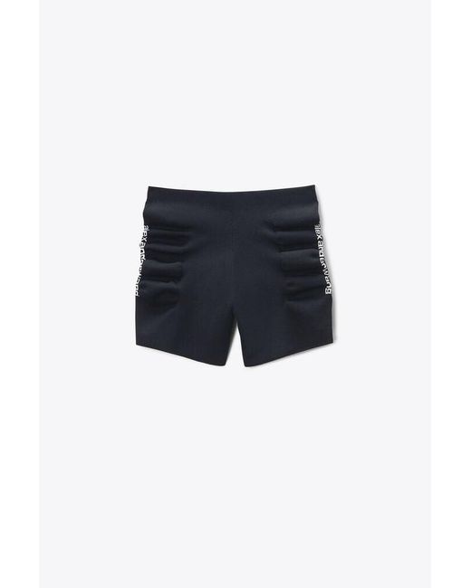 Alexander Wang Blue Ruched Logo Mini Short