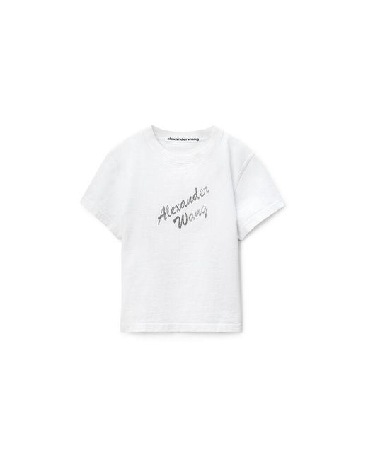 Alexander Wang Blue Crystal Hotfix & Cotton Logo Tee