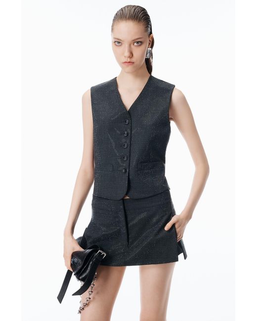 Alexander Wang Black Crystal Hotfix Tailored Vest