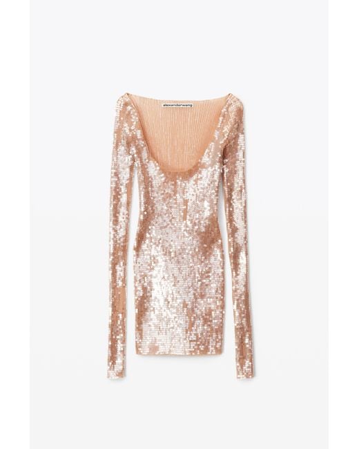 Alexander Wang Scoop Neck Mini Dress In Sequin Nylon | Lyst