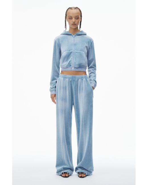 Alexander Wang Blue Trackpants In Crushed Velour