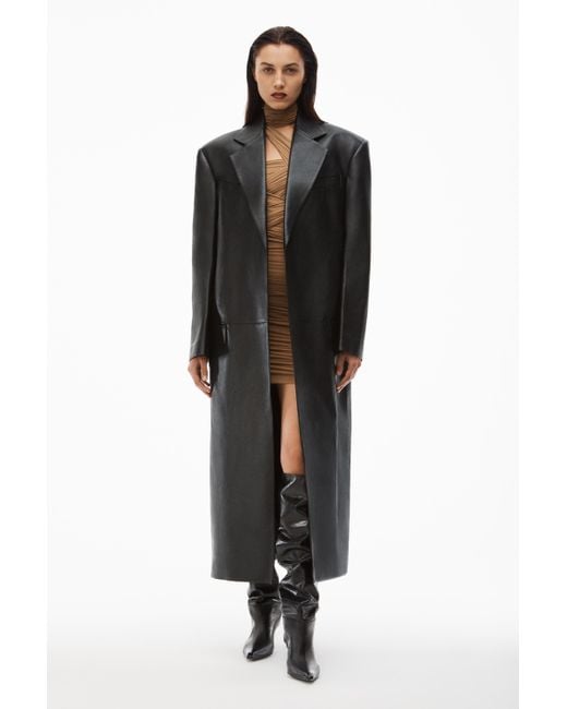 Alexander Wang Black Tailored Boxy Coat In Moto Leather