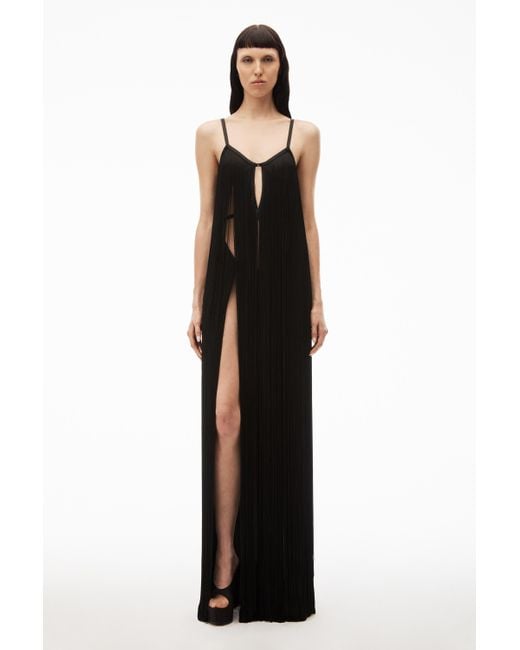 Alexander Wang Black Fringe Dress With Scoop Neckline
