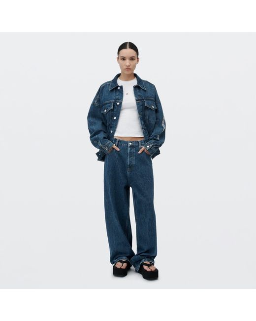 Alexander Wang Blue Oversized Trucker Jacket With Graphic Detail