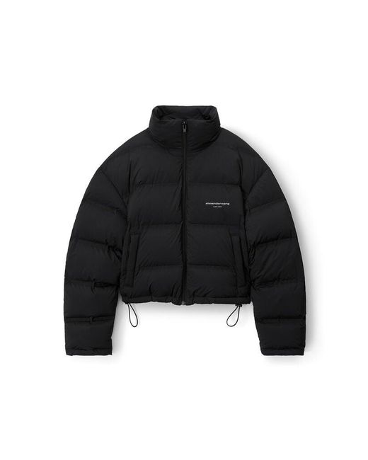 Alexander Wang Black Logo Reflective Puffer Coat