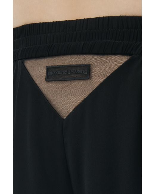 Alexander Wang Black Logo Cutout Boxer-style Pant In Silk