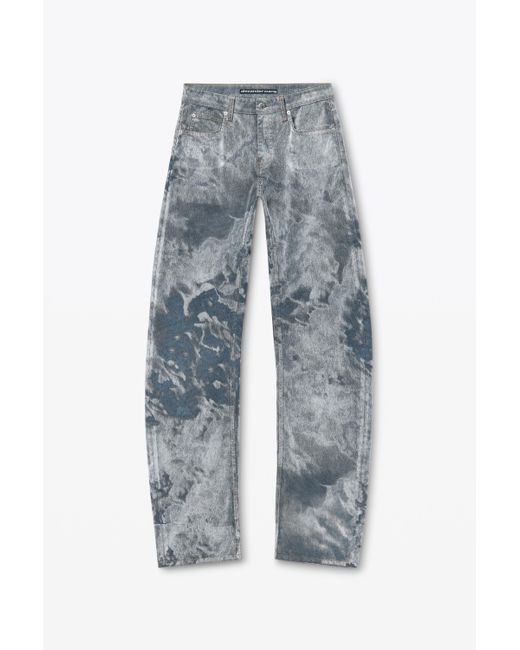 Alexander Wang Blue Low-rise Flocked Jeans With Lasered Cloud Print