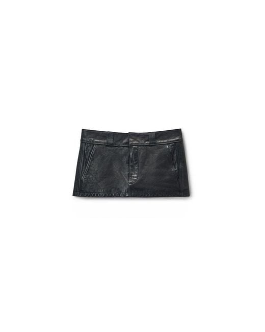 Alexander Wang Black Worn Moto Leather Mini Skort