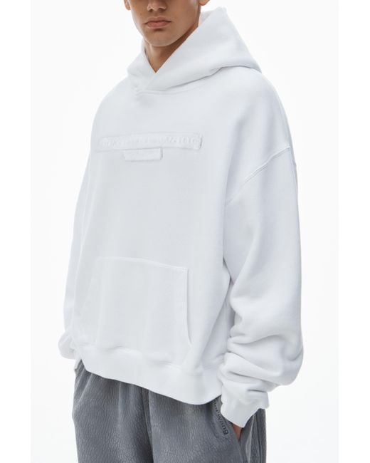 Alexander Wang White Oversize Unisex Logo Hoodie In Essential Terry