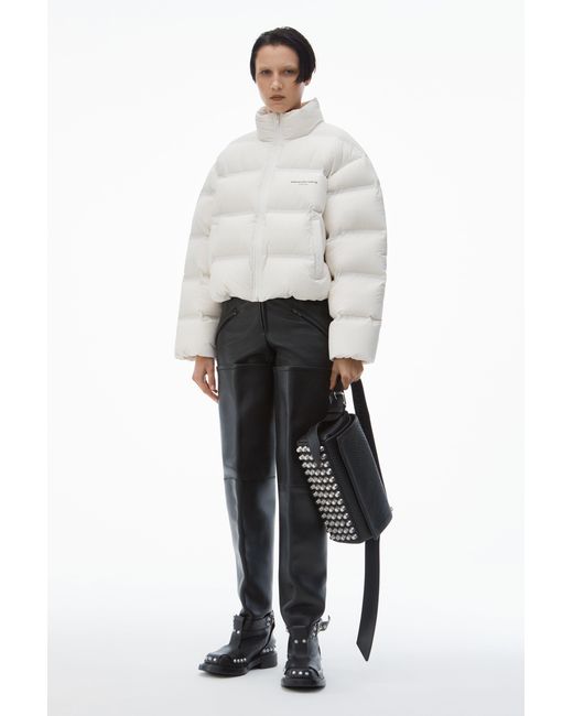 Alexander Wang Pink Jacquard Channel Cropped Puffer W/ Reflective Logo