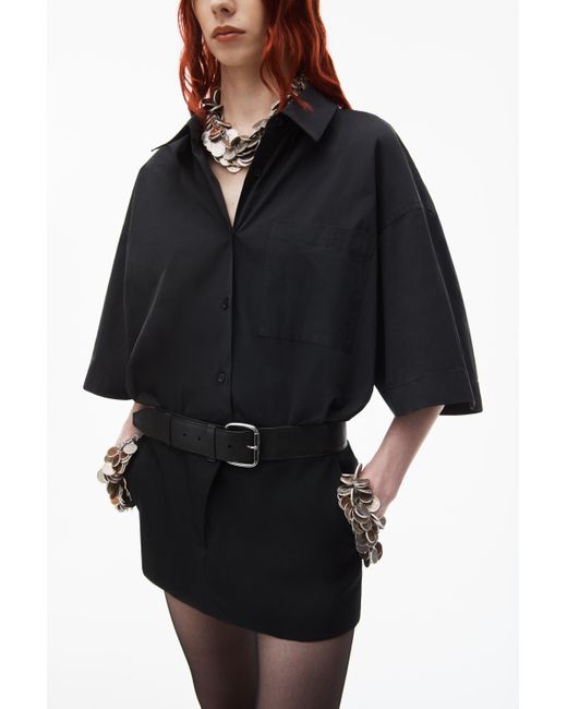 Alexander Wang Belted Hybrid Mini Shirtdress in Black Lyst UK