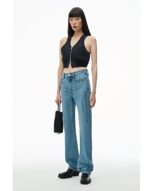 Alexander Wang Blue Ez Mid Rise Jeans With Embossed Logo