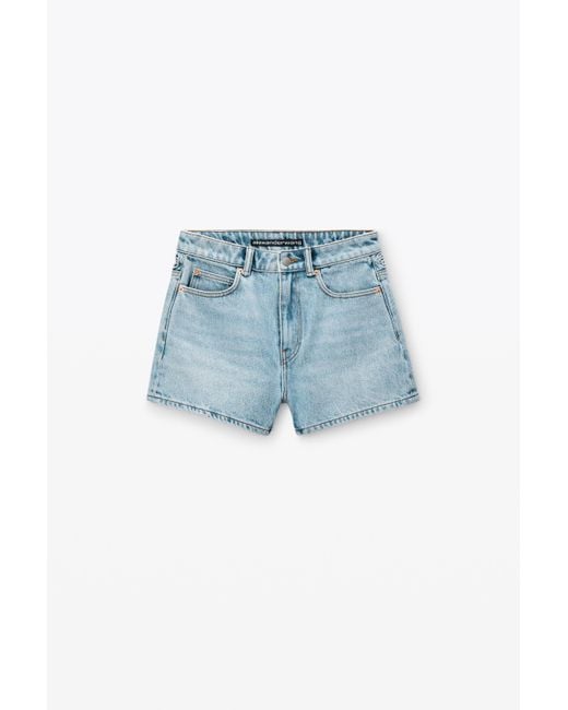 Alexander Wang Multicolor Crochet Cut Out High Rise Shorty In Recycled Denim