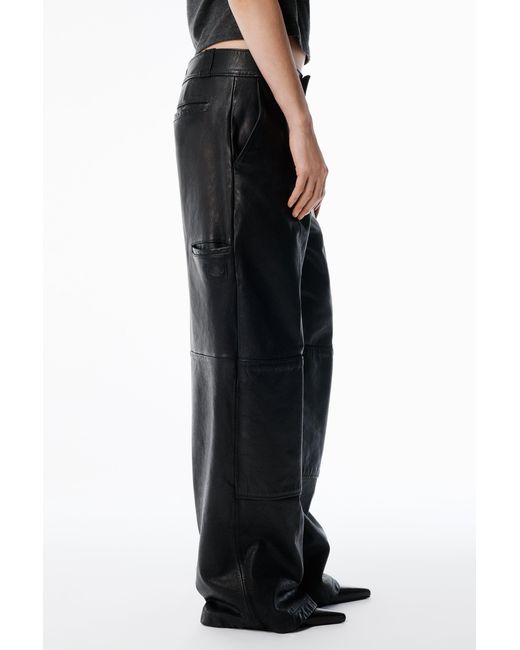 Alexander Wang Black Worn Moto Leather Workwear Pant