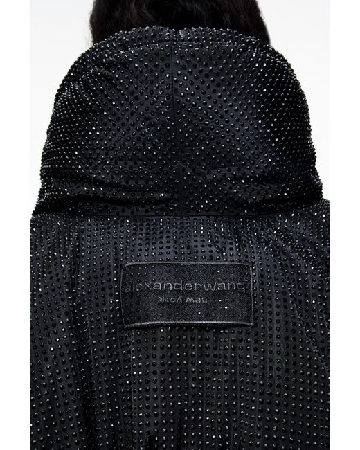 Alexander Wang Black Crystal Hotfix Cropped Puffer Jacket