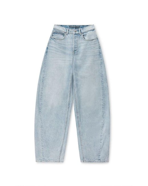 Alexander Wang Blue Crystal Hotfix Logo Pocket Blow Up Jean