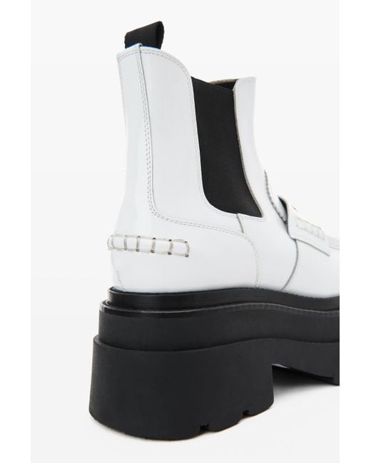 Alexander Wang White Carter Platform Loafer Boot In Leather