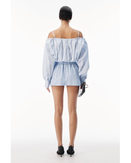 Alexander Wang Blue Off-Shoulder Dress With Boxer Waist