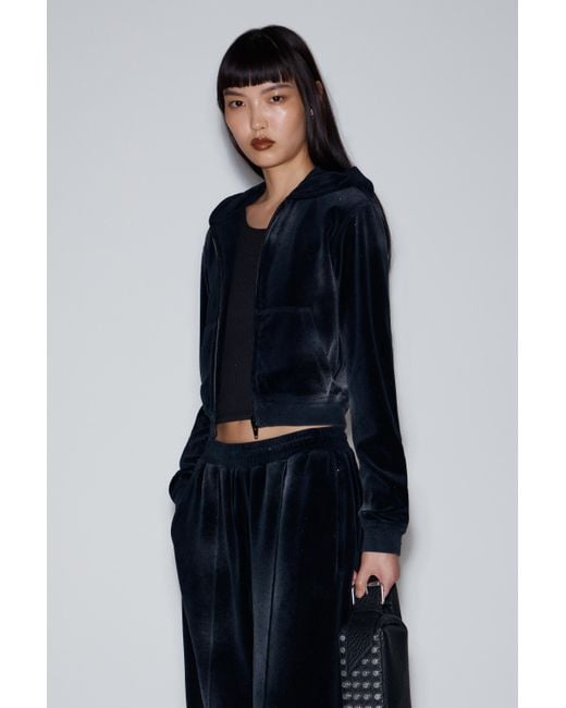 Alexander Wang Black Sweatpant With Clear Bead Hotfix In Crushed Velour