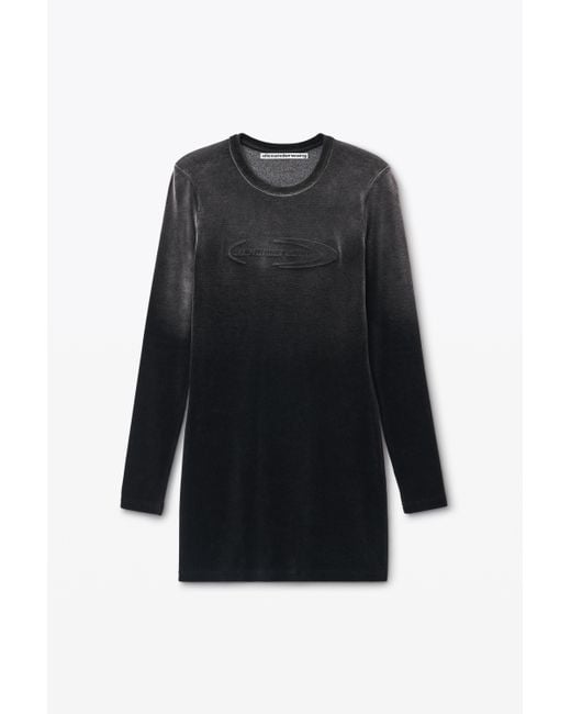 Alexander Wang Black Long-sleeve Minidress In Plush Velour