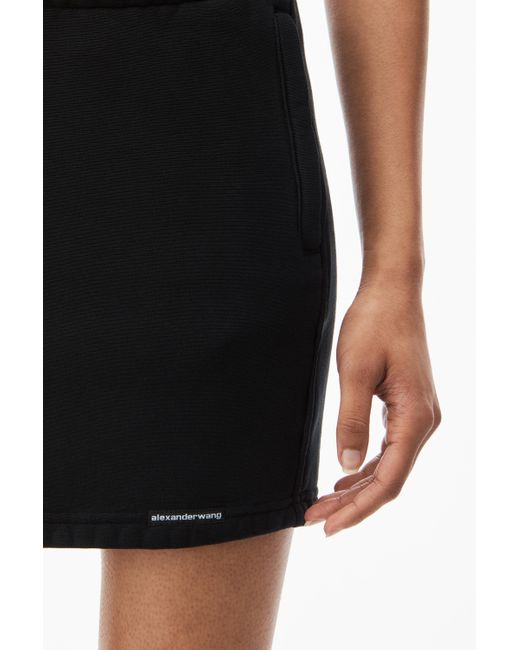 Alexander Wang Blue Mini Skirt In Classic Cotton Terry With Logo Waistband