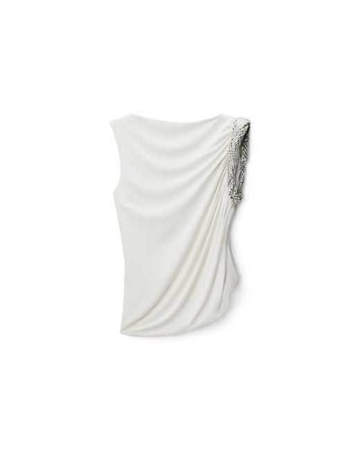 Alexander Wang White Crystal Twist Sleeveless Top