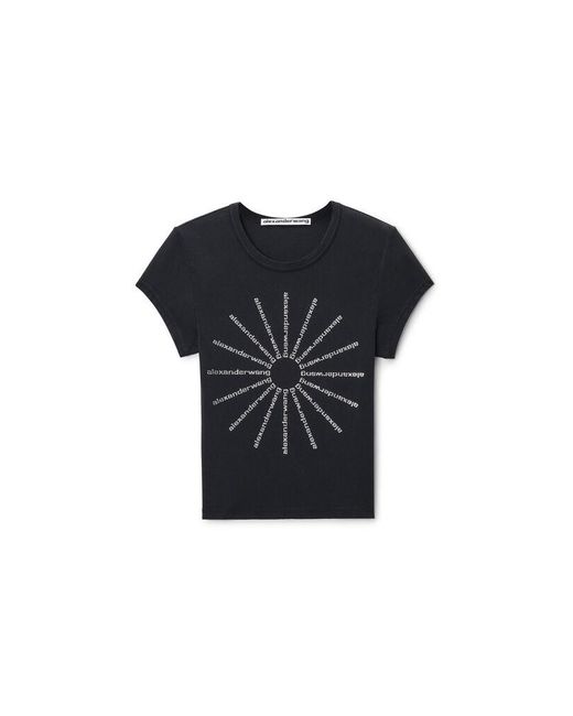 Alexander Wang Blue Crystal Pinwheel Fitted Tee