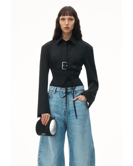 Alexander Wang Blue Oversized Low Rise Jean In Recycled Denim