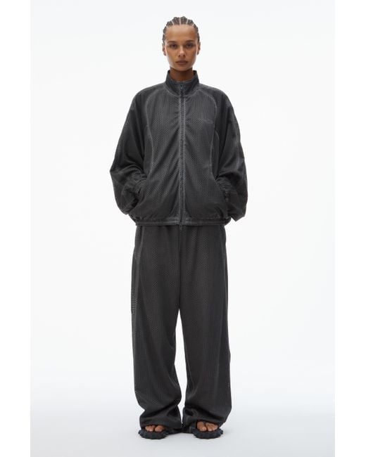Alexander Wang Black Unisex Track Jacket In Perforated Mesh