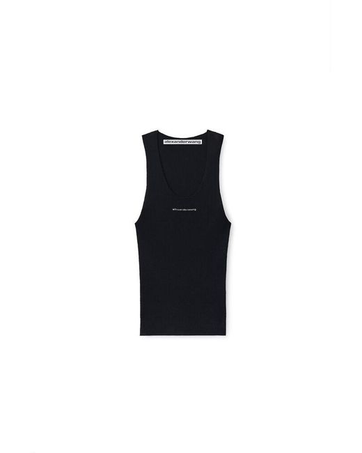 Alexander Wang Black Jacquard Logo Racer Tank
