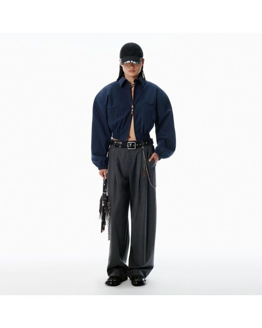 Alexander Wang Blue Wool-Blend Mid-Rise Pants