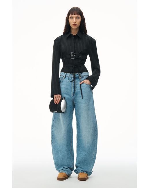 Alexander Wang Blue Oversized Low Rise Jean In Recycled Denim