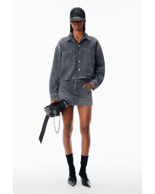 Alexander Wang Black Cropped Long Sleeve Shirt