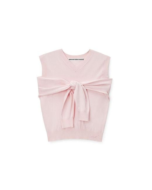 Alexander Wang Pink Layered V-Neck Vest With Tie-Front Cardigan Detail