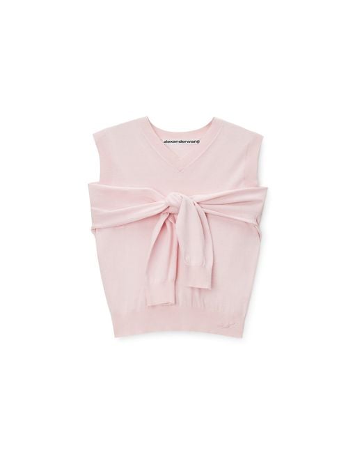 Alexander Wang Pink Layered V-Neck Vest With Tie-Front Cardigan Detail