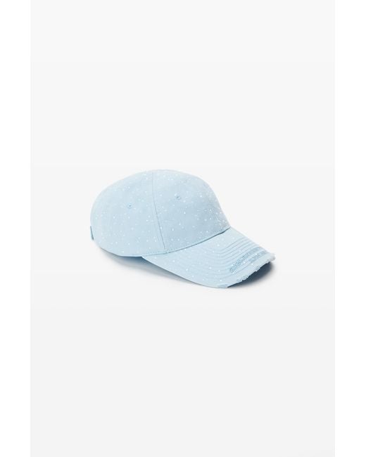 Alexander Wang Blue Crystal Hotfix Distressed Baseball Cap