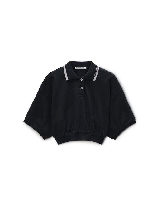 Alexander Wang Blue Cropped Cinched Cotton Polo