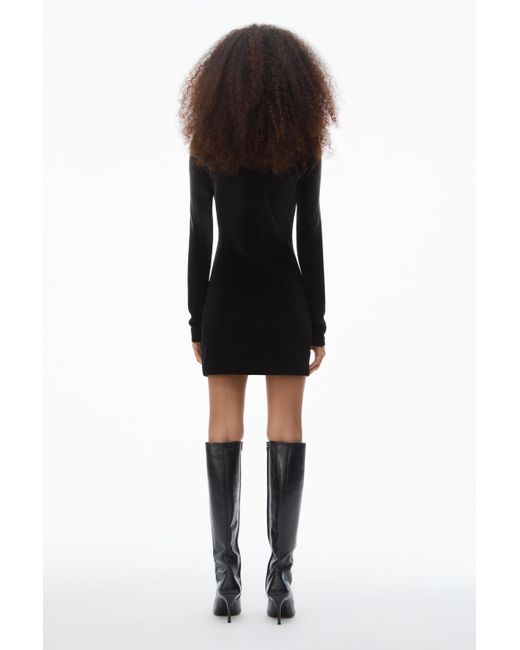 Alexander Wang Black Long-sleeve Minidress In Plush Velour