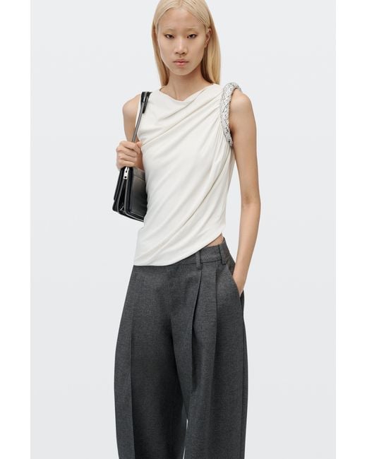 Alexander Wang White Crystal Twist Sleeveless Top